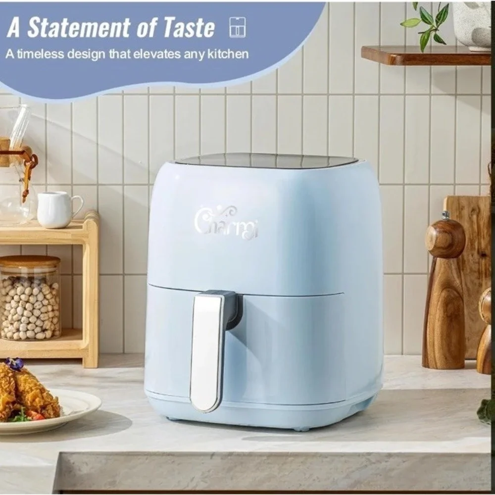 Charmi 5QT Air Fryer Retro Design Stylish Countertop‎ Look In Blue Nonstick NIB